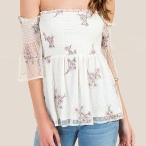 Embroidered Off the Shoulder Blouse
